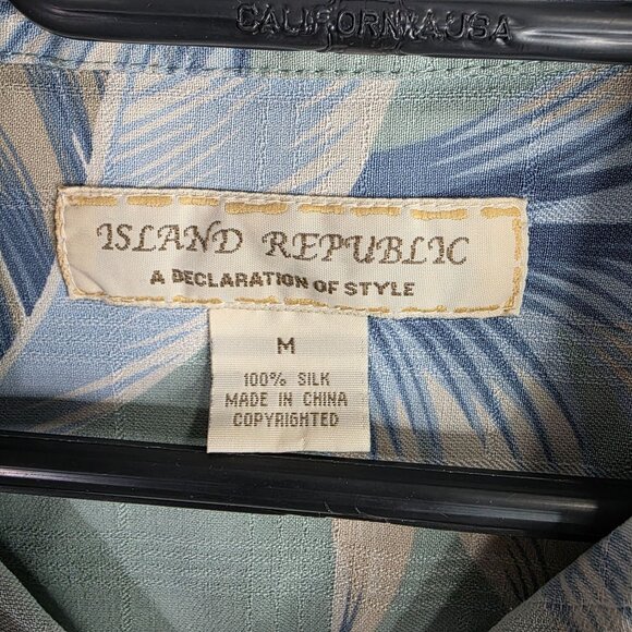 Mens Island Republic Hawaiian 100% Silk Floral Shirt Button Up Short Sleeve M - Picture 2 of 6